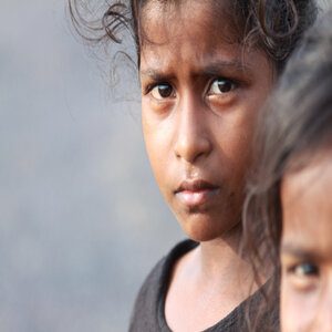 Indian Rural Girl Looking at the camera with Grim Expression